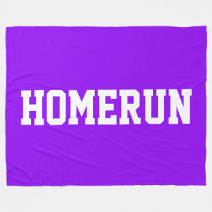 Colorful Bright Purple Sporty White HOMERUN Text  Fleece Blanket