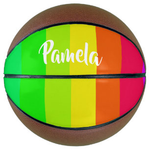 Colorful bright rainbow lines basketball