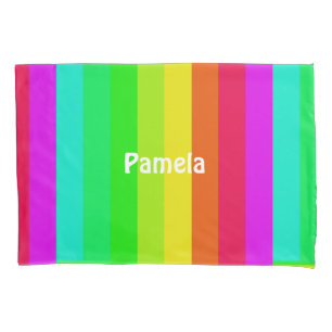 Colorful bright rainbow lines pillow case