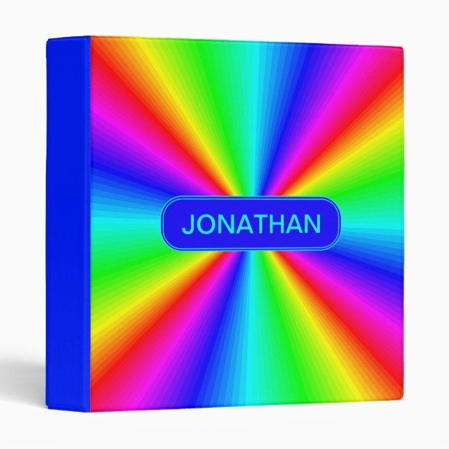Colorful Bright Rainbow Personalized 3 Ring Binder (Front/Spine)