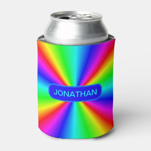 Colorful Bright Rainbow Personalized Can Cooler