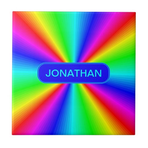Colorful Bright Rainbow Personalized Ceramic Tile