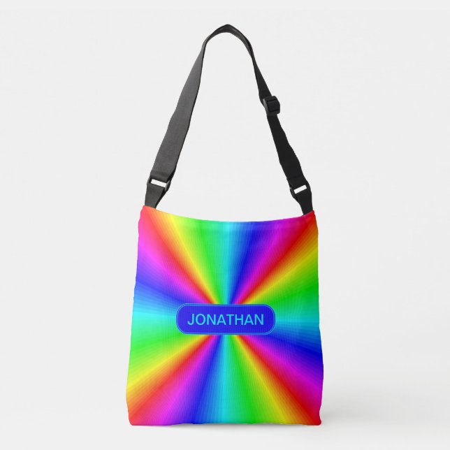 Colorful Bright Rainbow Personalized Crossbody Bag (Front)