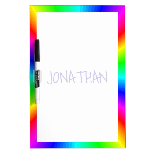 Colorful Bright Rainbow Personalized Dry Erase Board