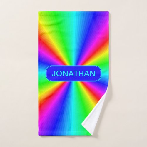 Colorful Bright Rainbow Personalized Hand Towel