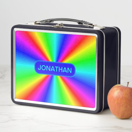 Colorful Bright Rainbow Personalized Metal Lunch Box