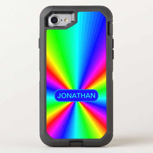 Colorful Bright Rainbow Personalized Otterbox iPhone Case (Back)