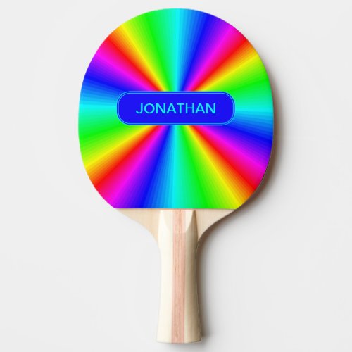 Colorful Bright Rainbow Personalized Ping Pong Paddle