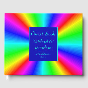 Colorful Bright Rainbow Wedding Guest Book