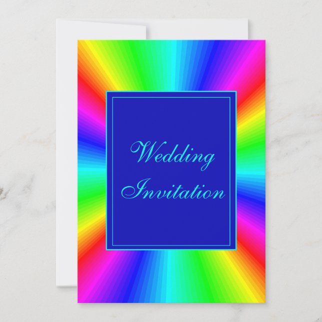 Colorful Bright Rainbow Wedding Invitation (Front)