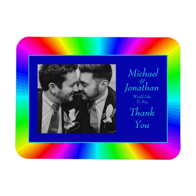 Colorful Bright Rainbow Wedding Thank You Magnet (Horizontal)