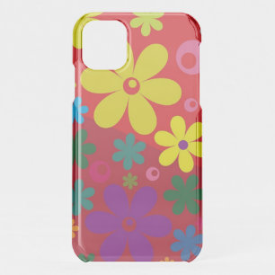 Colorful Bright Red Flower Power Bold Pattern iPhone 11 Case
