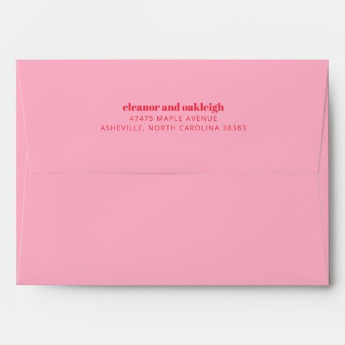 Colorful Bright Red Pink Modern Simple Wedding Envelope