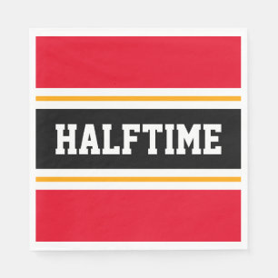 Colorful Bright Red Yellow Black HALFTIME Stripes Napkins