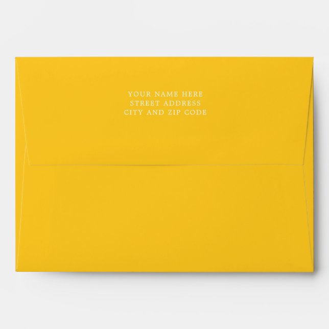 Colorful Bright Solid Yellow Summer Wedding  Envelope (Back (Top Flap))