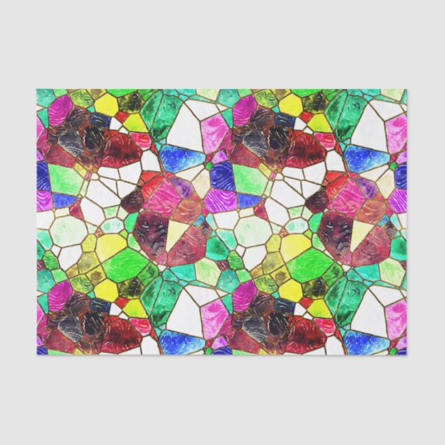 Colorful Bright Stained Glass Decoupage Tissue Paper (Front)