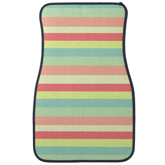 Colorful Bright Stripes Car Floor Mat (Front)