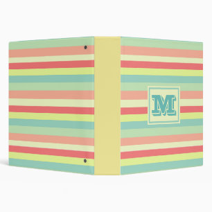 Colorful Bright Stripes Modern Monogram 3 Ring Binder