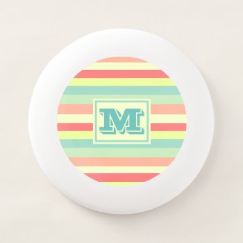 Colorful Bright Stripes Modern Monogram Wham-o Frisbee by DippyDoodle at Zazzle