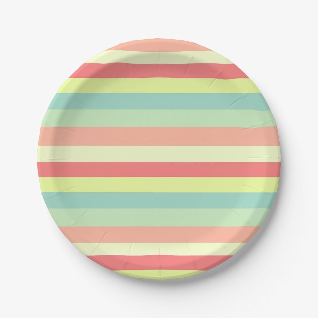Colorful Bright Stripes Paper Plates (Front)