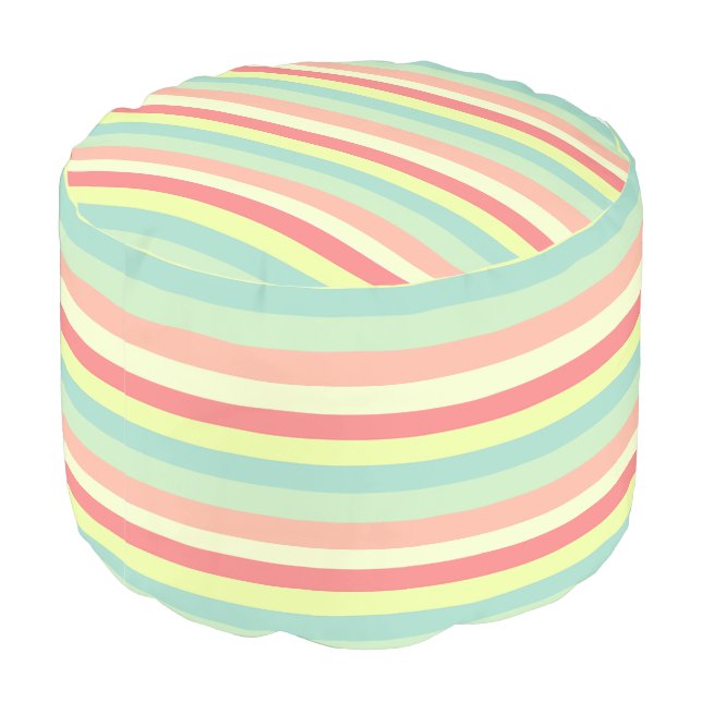 Colorful Bright Stripes Pouf (Angled Back)