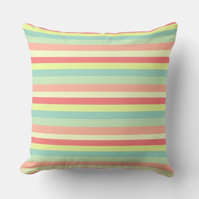 Colorful Bright Stripes Throw Pillow (Front)