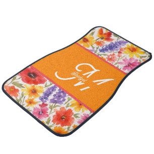 colorful Bright Summer floral Garden bloom Car Floor Mat