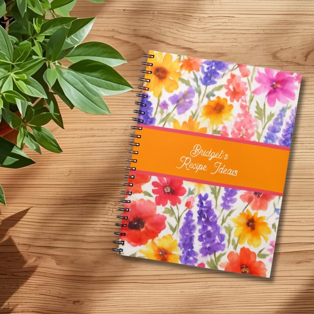 colorful Bright Summer floral Garden bloom recipe Notebook (Creator Uploaded)