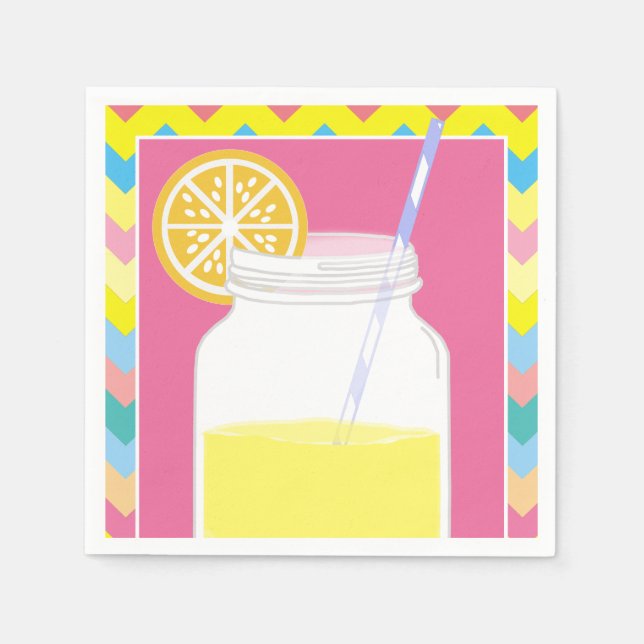 Colorful Bright Summer Lemonade | Chevron Birthday Napkins (Front)