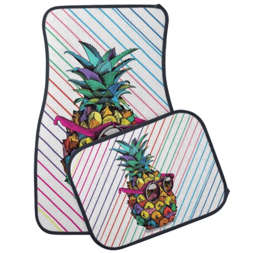 Colorful Bright Summer Pineapple  Car Floor Mat