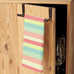 Colorful Bright Summer Stripes Kitchen Towel