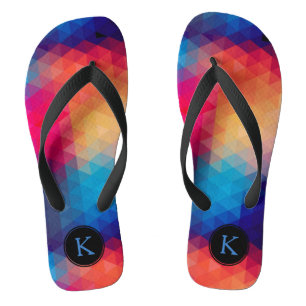 Colorful Bright Tones Modern Geometric Pattern Flip Flops