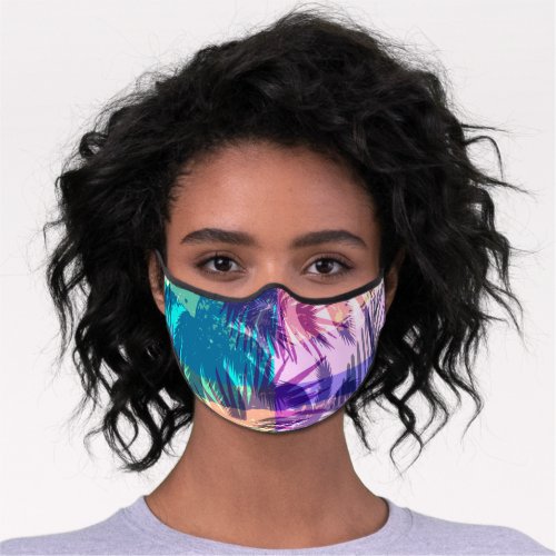 Colorful Bright Tropical Palms Premium Face Mask