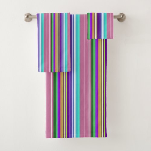 Colorful Bright Vertical Stripe Pattern Bath Towel Set