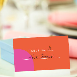 Colorful Bright Vibrant Orange and Pink Place Card