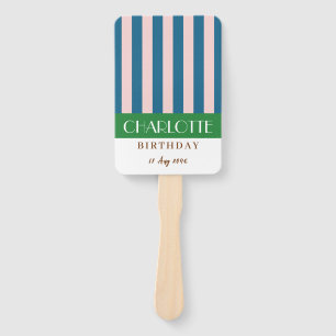 Colorful Bright Vivid Color Fun Minimalist Stripes Hand Fan