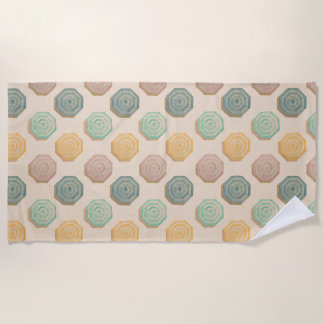 Colorful Bright Watercolor Umbrellas Beach Towel