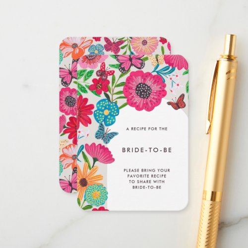 Colorful Bright Wildflower Bridal Share A Recipe Enclosure Card