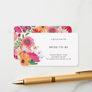 Colorful Bright Wildflower Bridal Share A Recipe Enclosure Card