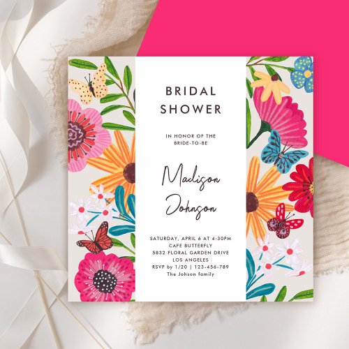 Colorful Bright Wildflower Bridal Shower Invitation