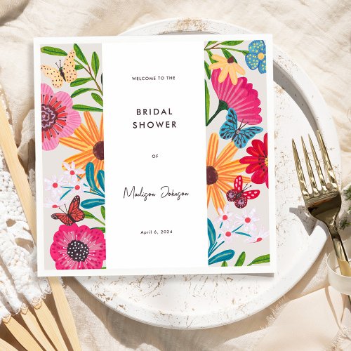 Colorful Bright Wildflower Bridal Shower Napkins