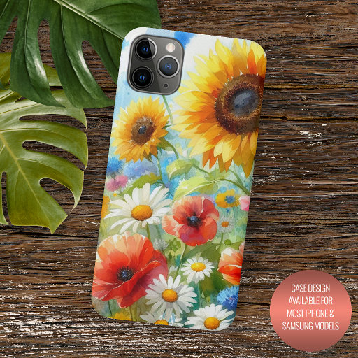 Colorful Bright Wildflowers Floral Watercolor Art iPhone 11 Pro Max Case
