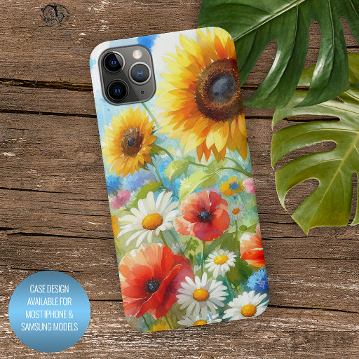 Colorful Bright Wildflowers Floral Watercolor Art iPhone 11Pro Max Case