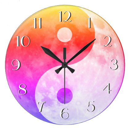 Colorful Bright Yin Yang Moon Elegant Numbers Large Clock