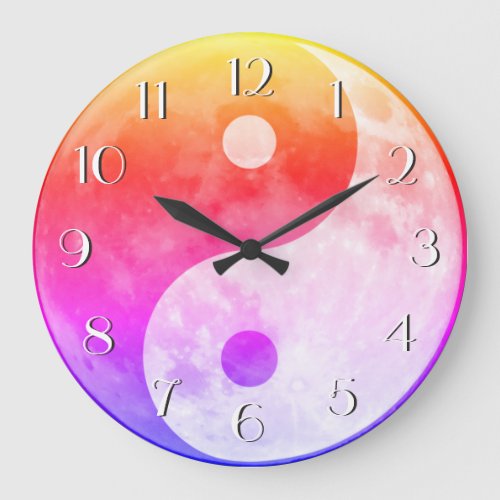 Colorful Bright Yin Yang Moon Elegant Numbers Large Clock