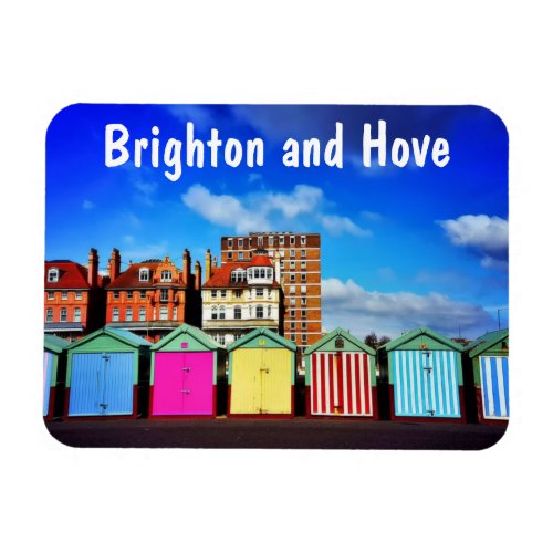 Colorful Brighton and Hove Beach Huts  Magnet