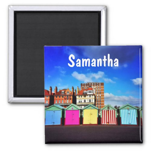 Colorful Brighton and Hove Summer Beach Huts Magnet