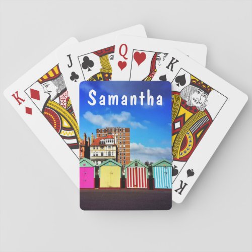 Colorful Brighton and Hove Summer Beach Huts Playing Cards
