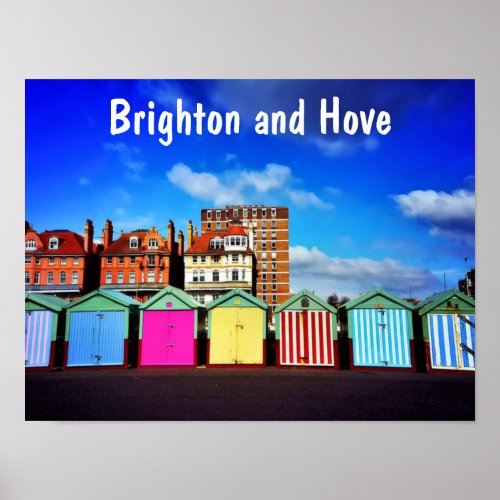 Colorful Brighton and Hove Summer Beach Huts Poster