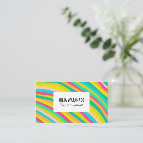Colorful Brights Minimalist Stripes Handmade  Business Card